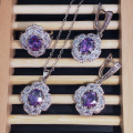 Shangjie oem joyas anneau gains collier fleur de fleur violet zircon smart women bijoux bijoux de bijoux bijoux